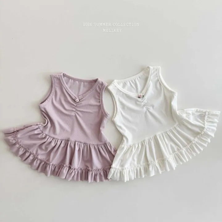 2026 Melikey Summer -抓皺荷葉邊背心 2色 (70-140cm)