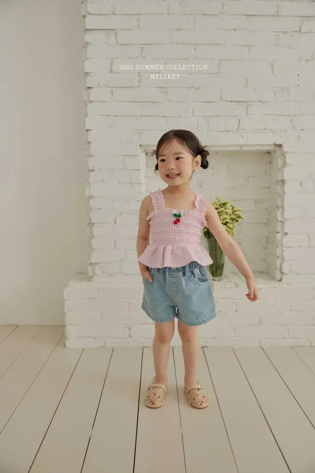 2026 Melikey Summer -蕾絲愛心口袋牛仔短褲 (70-140cm)