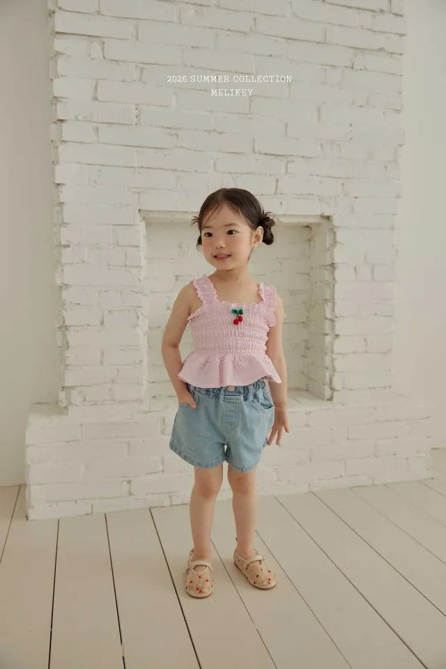 2026 Melikey Summer -蕾絲愛心口袋牛仔短褲 (70-140cm)
