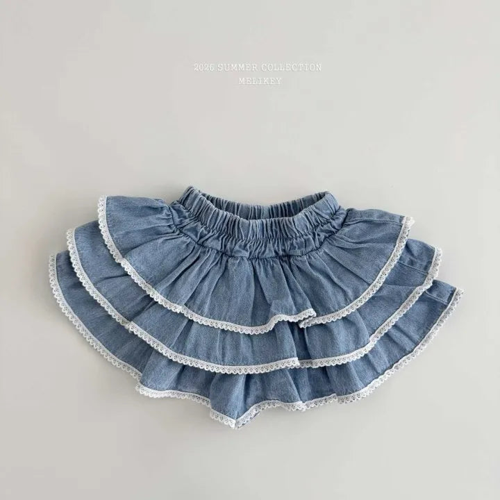 2026 Melikey Summer -蕾絲牛仔蛋糕褲裙 (70-140cm)
