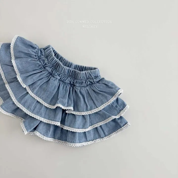 2026 Melikey Summer -蕾絲牛仔蛋糕褲裙 (70-140cm)