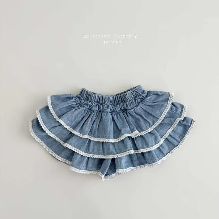 2026 Melikey Summer -蕾絲牛仔蛋糕褲裙 (70-140cm)