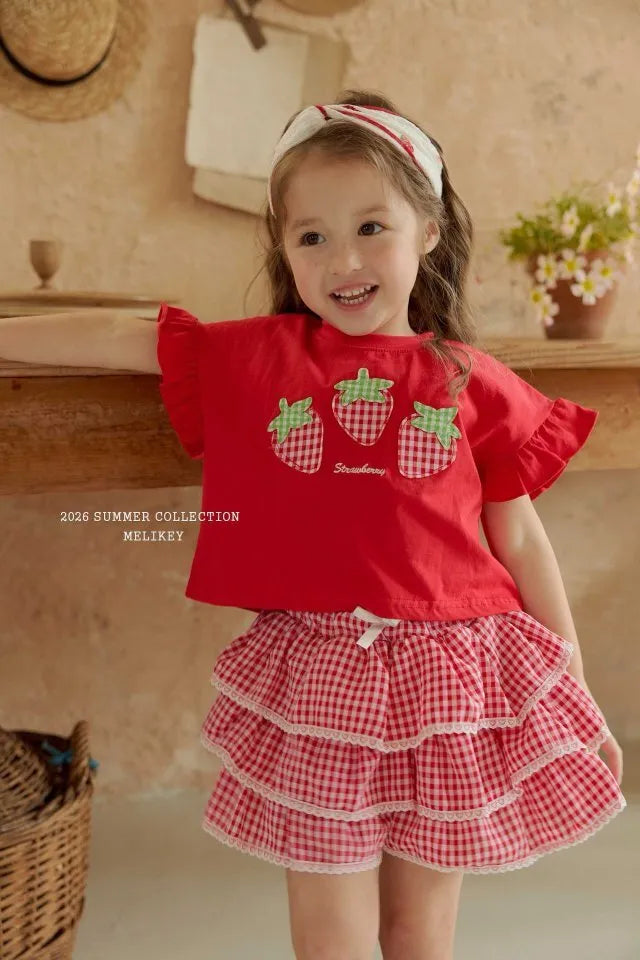 2026 Melikey Summer -蕾絲格紋蛋糕褲裙 (70-140cm)