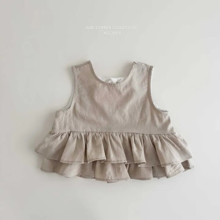 2026 Melikey Summer - 蕾絲緞帶層次蛋糕背心 2色 (70-140cm)