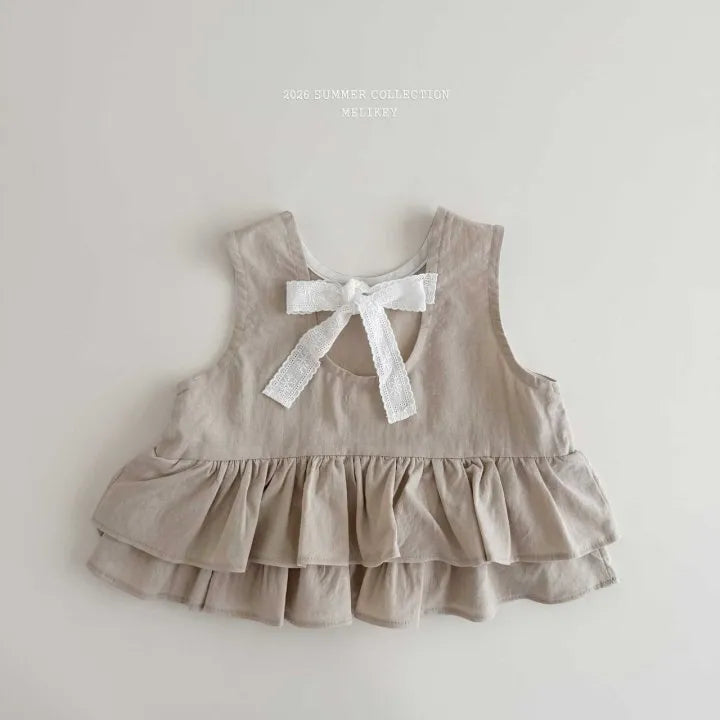 2026 Melikey Summer - 蕾絲緞帶層次蛋糕背心 2色 (70-140cm)