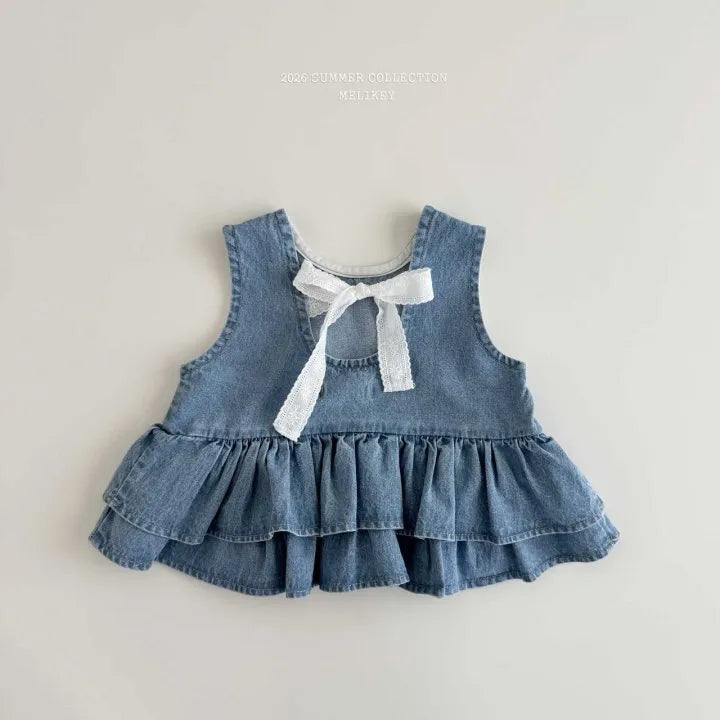 2026 Melikey Summer - 蕾絲緞帶層次蛋糕背心 2色 (70-140cm)