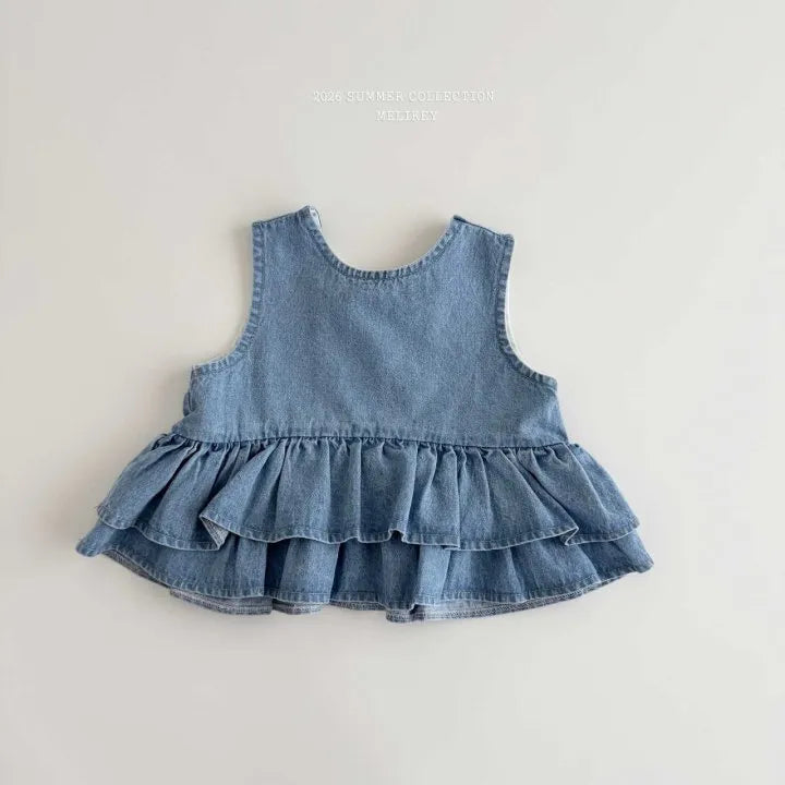 2026 Melikey Summer - 蕾絲緞帶層次蛋糕背心 2色 (70-140cm)