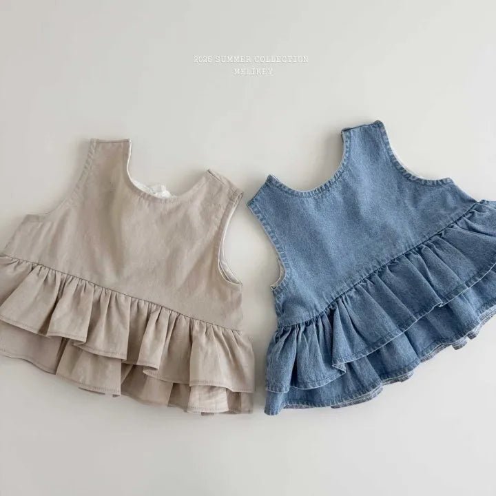 2026 Melikey Summer - 蕾絲緞帶層次蛋糕背心 2色 (70-140cm)