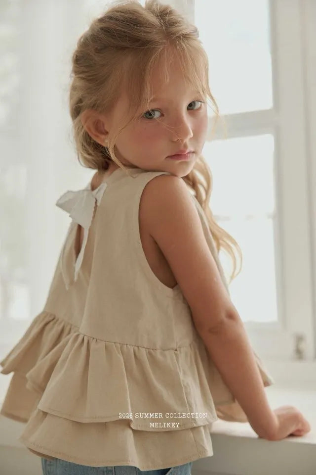 2026 Melikey Summer - 蕾絲緞帶層次蛋糕背心 2色 (70-140cm)