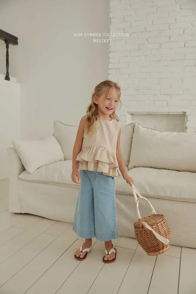 2026 Melikey Summer - 蕾絲緞帶層次蛋糕背心 2色 (70-140cm)