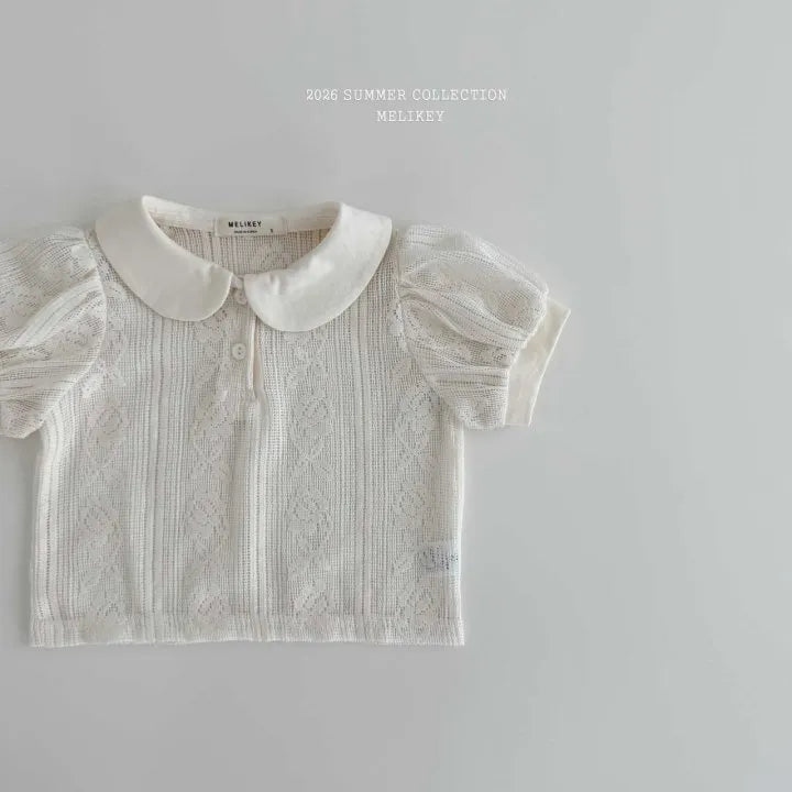 2026 Melikey Summer - 蕾絲小圓領短TEE (70-140cm)