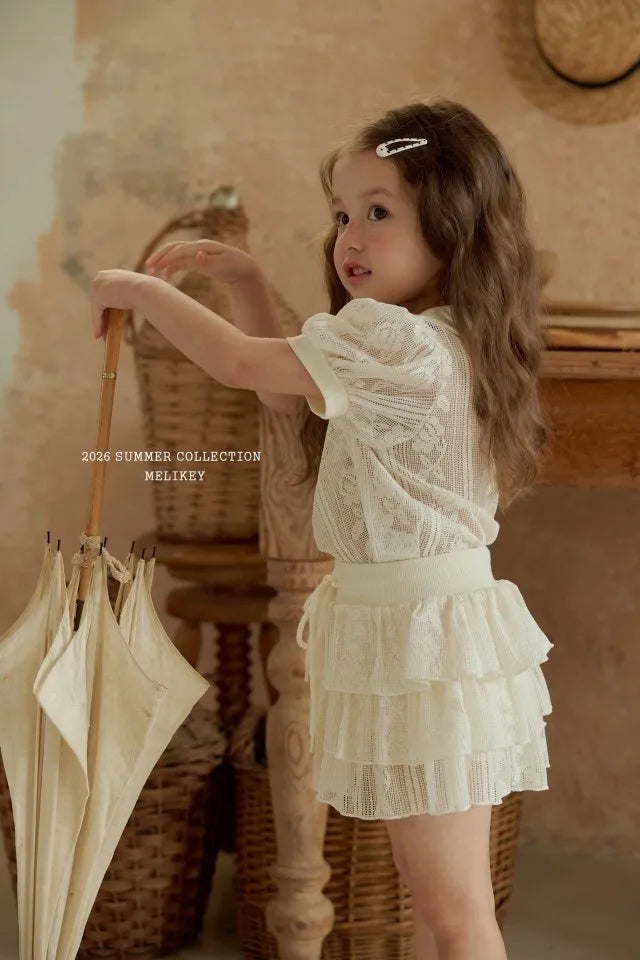2026 Melikey Summer - 蕾絲小圓領短TEE (70-140cm)