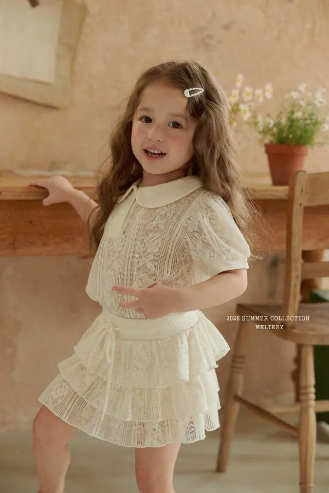 2026 Melikey Summer - 蕾絲小圓領短TEE (70-140cm)