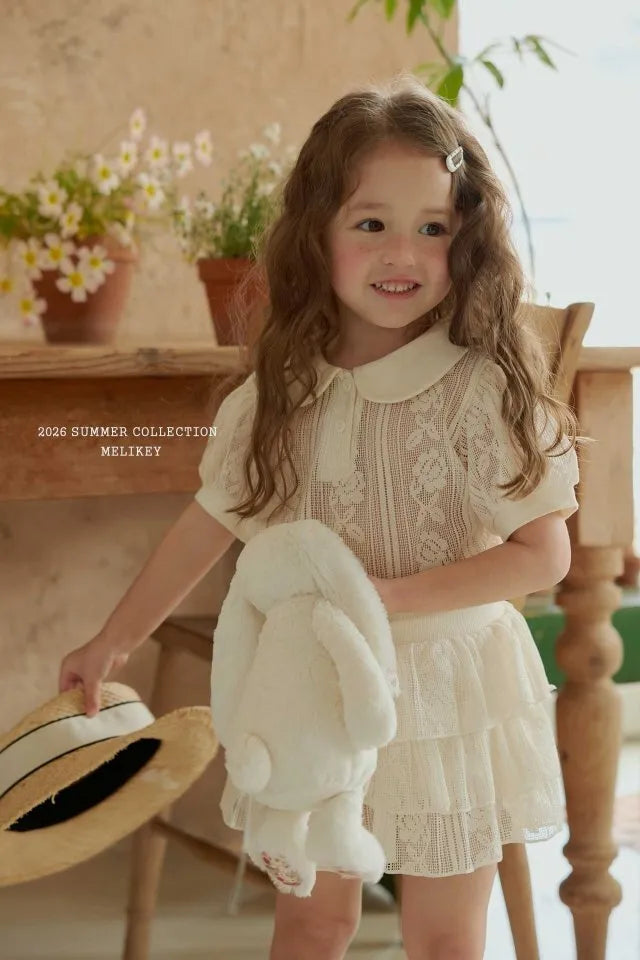 2026 Melikey Summer - 蕾絲小圓領短TEE (70-140cm)