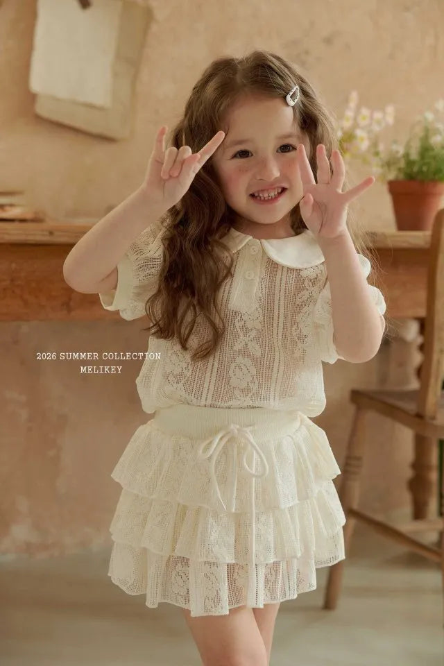 2026 Melikey Summer - 蕾絲小圓領短TEE (70-140cm)