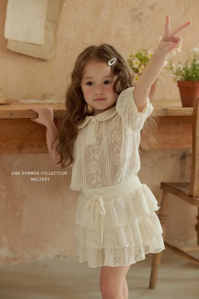 2026 Melikey Summer - 蕾絲小圓領短TEE (70-140cm)