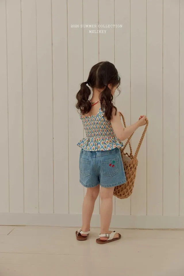 2026 Melikey Summer - 櫻桃牛仔短褲 (70-140cm)