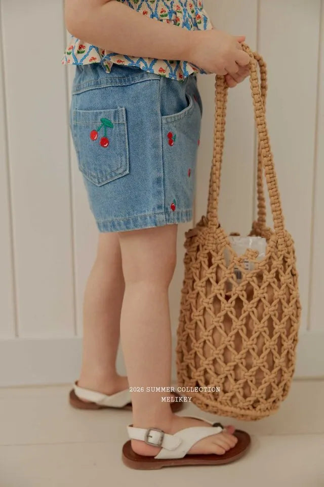 2026 Melikey Summer - 櫻桃牛仔短褲 (70-140cm)