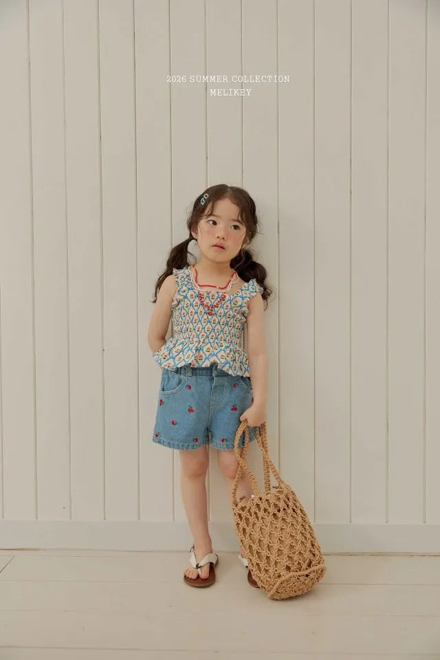 2026 Melikey Summer - 櫻桃牛仔短褲 (70-140cm)