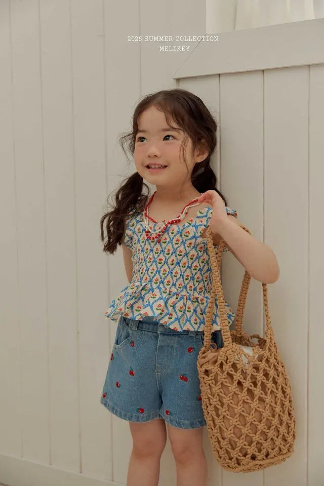 2026 Melikey Summer - 櫻桃牛仔短褲 (70-140cm)