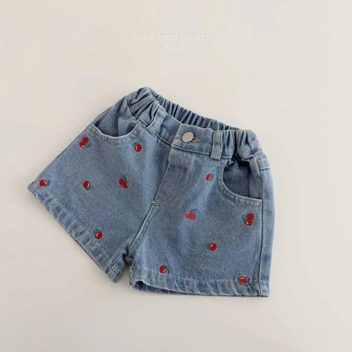 2026 Melikey Summer - 櫻桃牛仔短褲 (70-140cm)