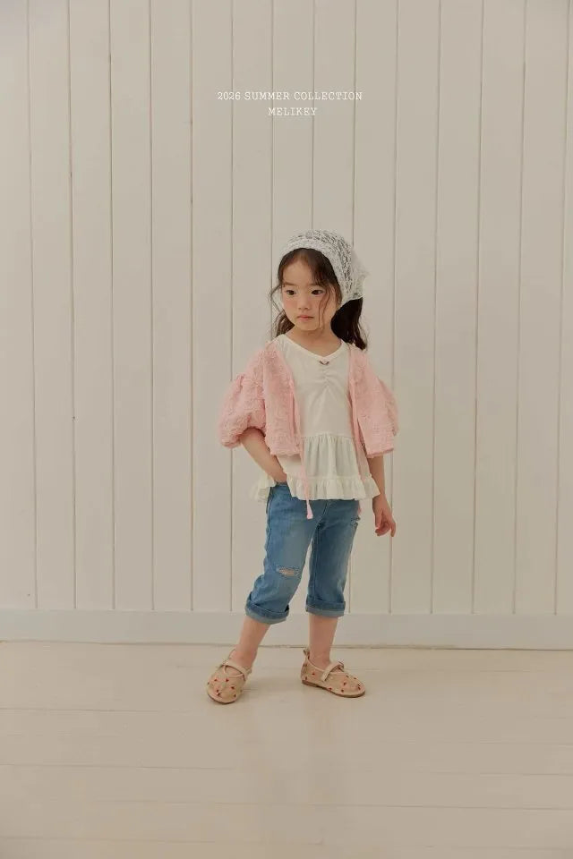2026 Melikey Summer - 割破彈性七分牛仔褲 (70-140cm)