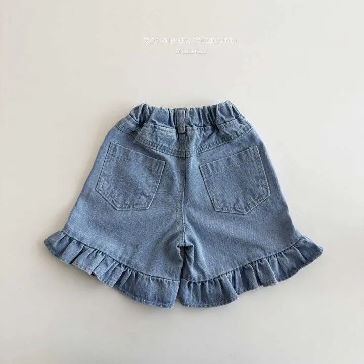 2026 Melikey Summer - 荷葉邊五分牛仔褲 (70-140cm)