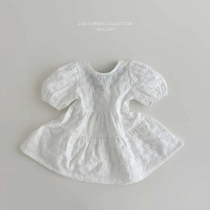 2026 Melikey Summer - 花花後蝴蝶結蓬袖洋裝 2色 (70-140cm)