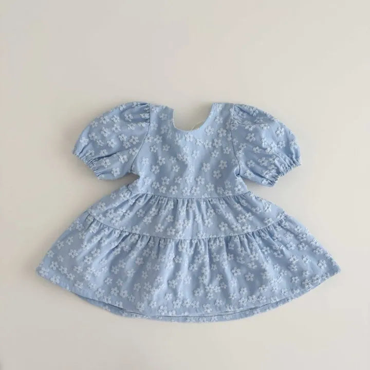 2026 Melikey Summer - 花花後蝴蝶結蓬袖洋裝 2色 (70-140cm)