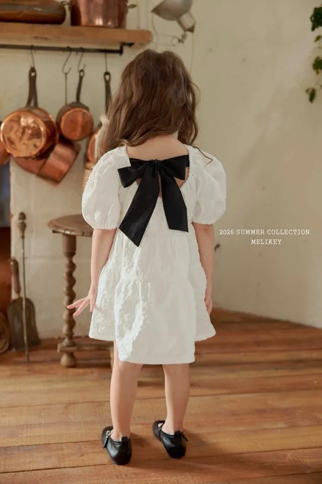 2026 Melikey Summer - 花花後蝴蝶結蓬袖洋裝 2色 (70-140cm)