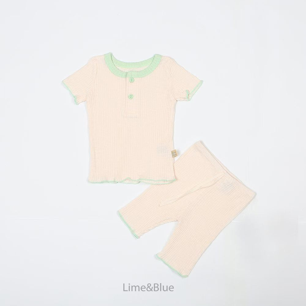 2026 Summer Lime&Blue - 經典暗紋款居家套裝 (10色)糖果色