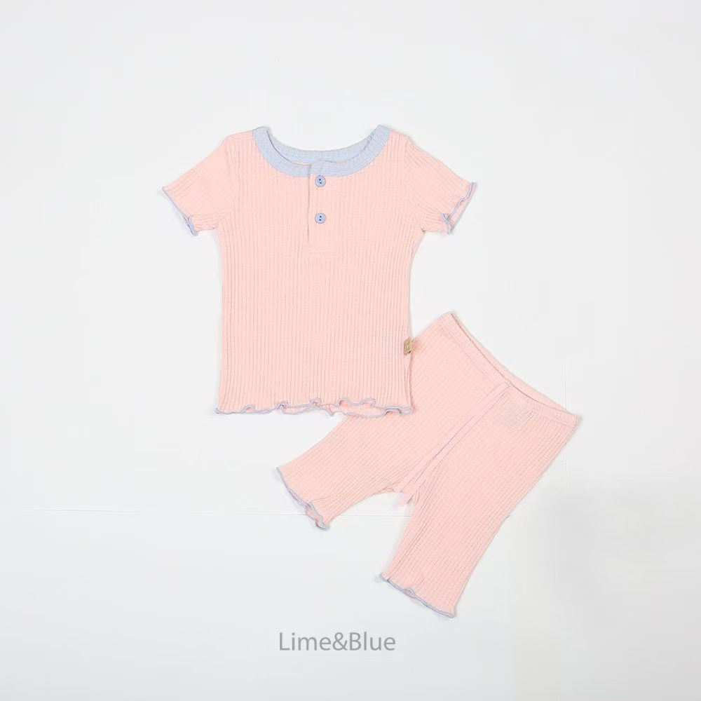 2026 Summer Lime&Blue - 經典暗紋款居家套裝 (10色)糖果色
