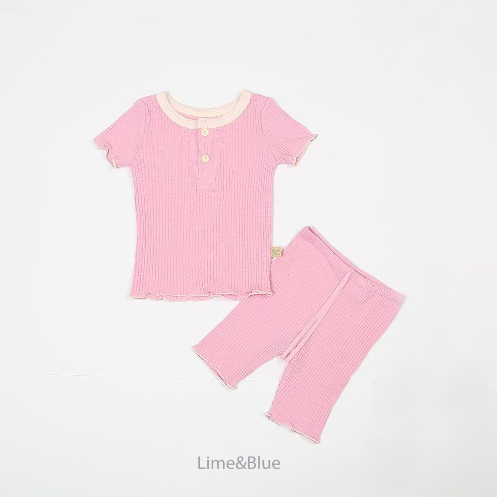 2026 Summer Lime&Blue - 經典暗紋款居家套裝 (10色)糖果色