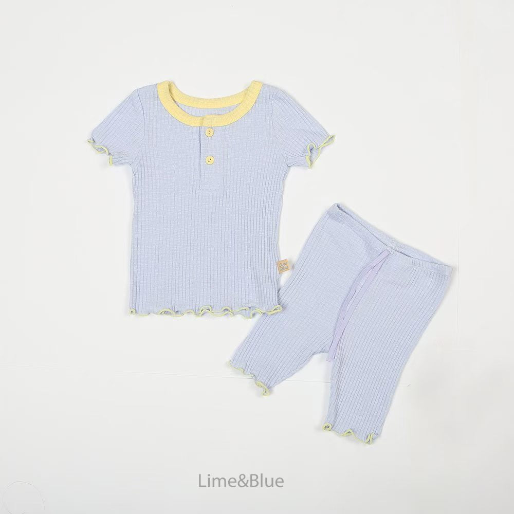 2026 Summer Lime&Blue - 經典暗紋款居家套裝 (10色)糖果色