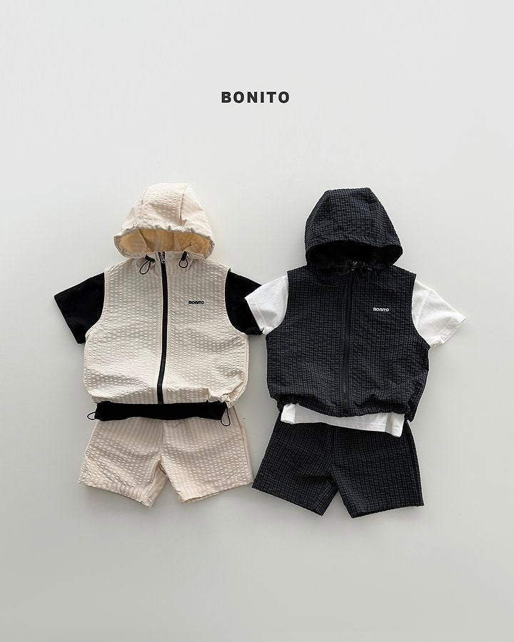 2026 Bonito Summer - high vest zip-up set 🖤🤍