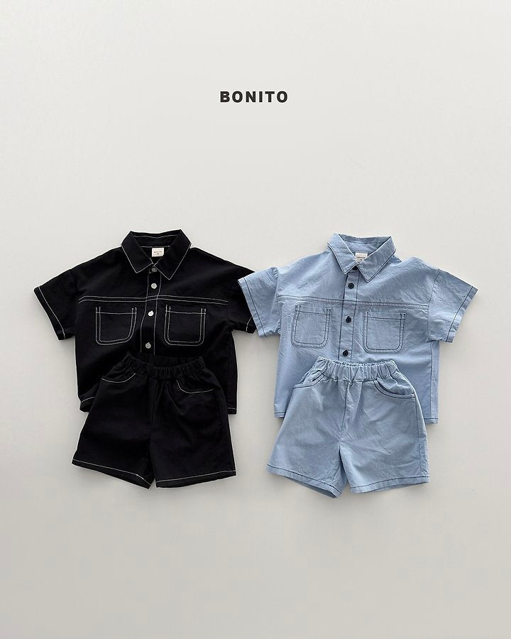 2026 Bonito Summer - two pocket linen set 🖤💙