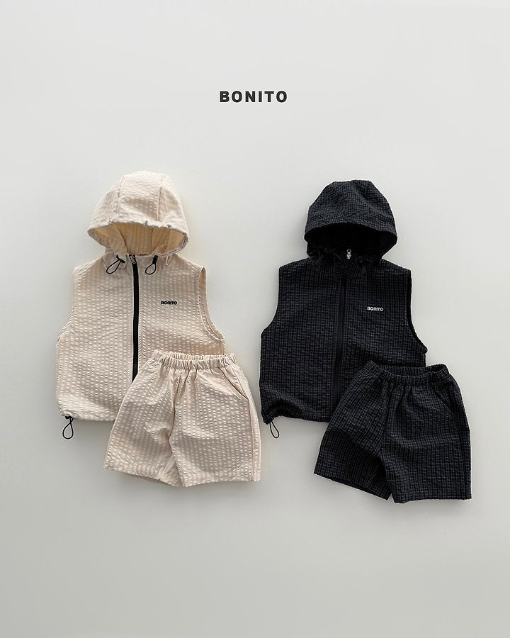 2026 Bonito Summer - high vest zip-up set 🖤🤍