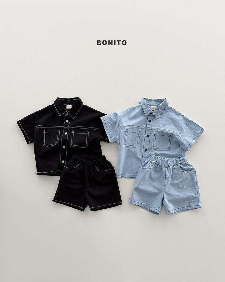 2026 Bonito Summer - two pocket linen set 🖤💙
