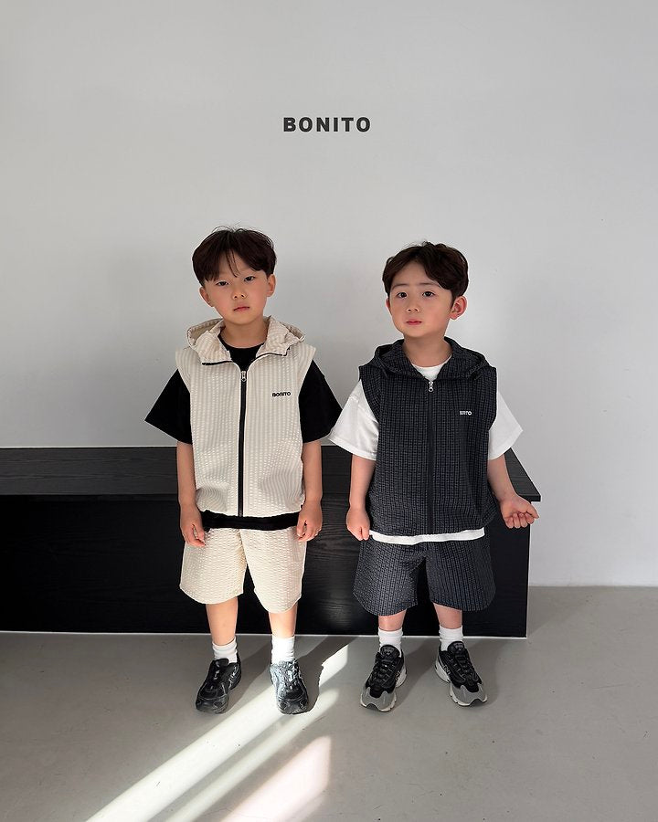 2026 Bonito Summer - high vest zip-up set 🖤🤍