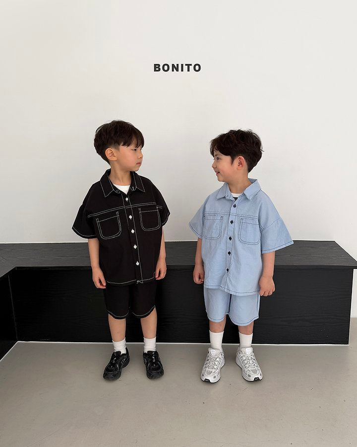 2026 Bonito Summer - two pocket linen set 🖤💙