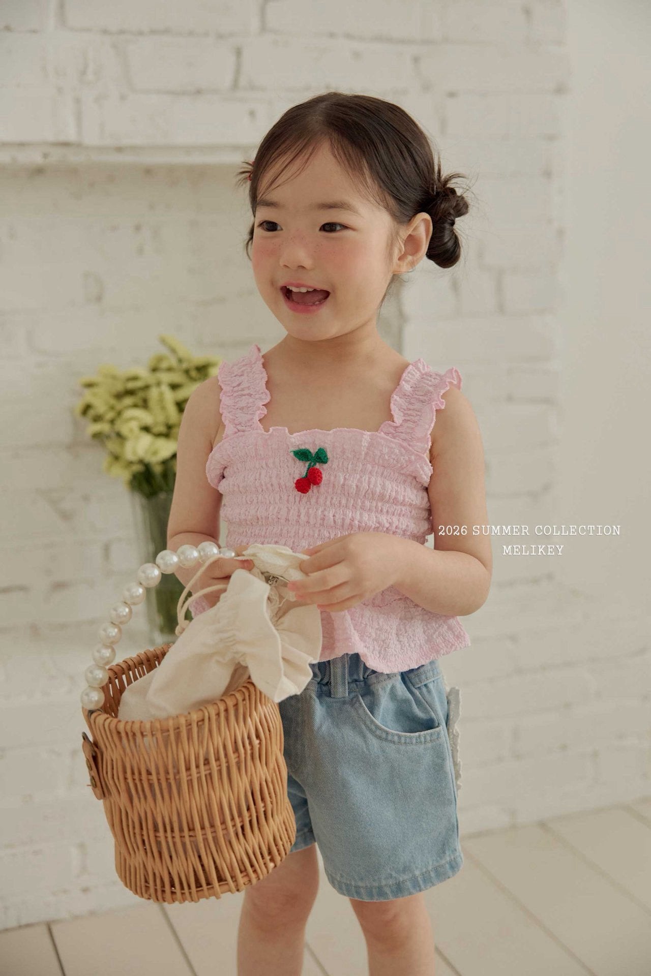 2026 Melikey Summer - 櫻桃荷葉邊煙燻背心 3色 (70-140cm)